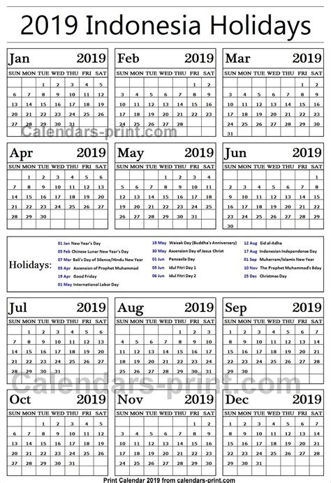 19 · 2019 public holidays indonesia service. Indonesia 2019 Calendar With Holidays | Holiday calendar ...