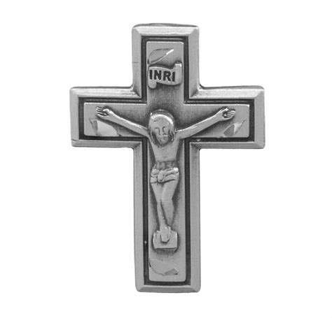 Sterling Silver Wide Crucifix Lapel Pin Buy Religious Catholic Store