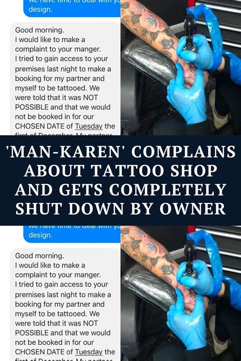 Two Pictures With The Words Man Kanen Complaints About Tattoo Shop And Gets Completely Shut