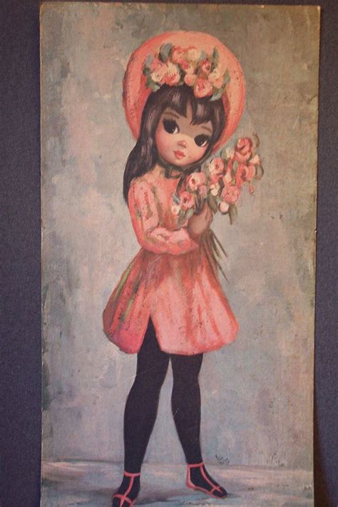 Vintage Big Eye Girl In Pink Print By Maio Etsy Big Eyes Art Big