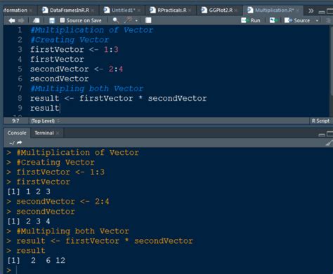 Arithmetic Operation On Vector In R - Multiplication Of Vectors In R