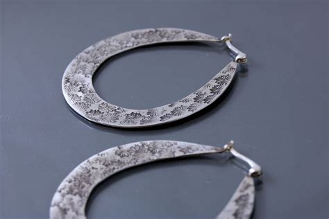 Oxidized Silver Earrings Sterling Silver Hoop Earrings Etsy