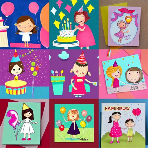 Birthday Card Little Girl Celebrating Her Birthday Stable Diffusion