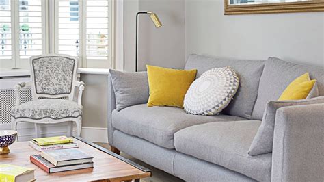 Yellow Gray And White Living Room