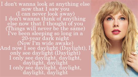 Taylor Swift Daylight Lyrics Youtube