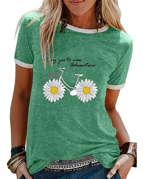 Womens Floral Daisy T Shirt Daily Tops T Shirts For Women Women