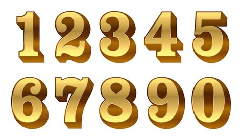 Premium Vector Gold Metal Numbers Set