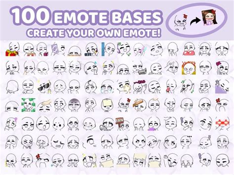 Emote Base Mega Bundle 100 Custom Chibi Emote Diy Pack Template For