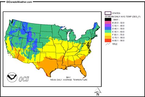 United States Yearly Annual Mean Daily Average Temperature For May Map