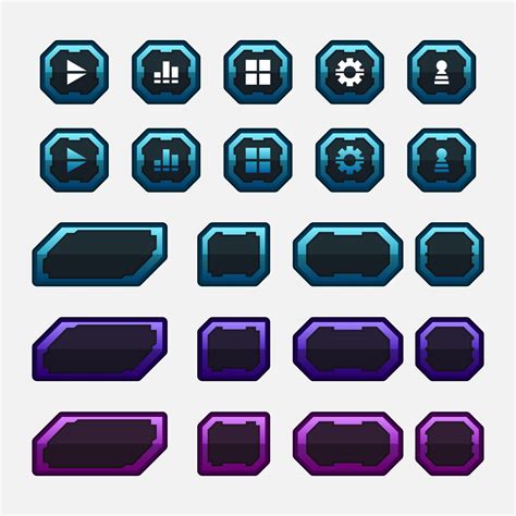 Vector Game Template Gui Kit Interface Button Elements 2920872 Vector