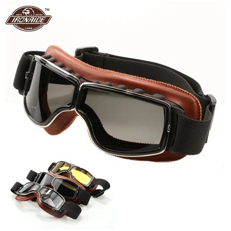 motorcycle glasses helmet goggles pilot aviator retro vintage pu leather riding eyewear