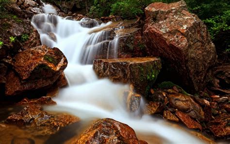 Waterfall Flow Water Rock Beautiful Hd Wallpaper