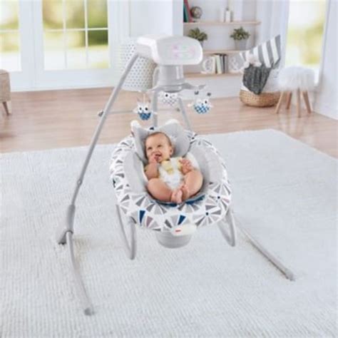 Fisher Price Owl 2 In 1 Smart Connected Deluxe Cradle N Swing White