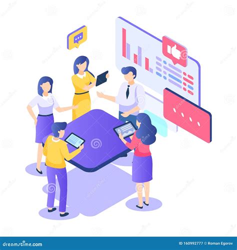Teamwork Isometric Concept Startup Creativity Business Group Employees