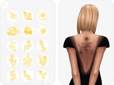 Random Flowers A Sims 4 Cc Tattoos Set Sims 4 Piercings Sims 4