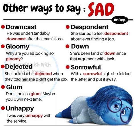 Other Ways To Say Sad English Speaking Skills Learn English Grammar