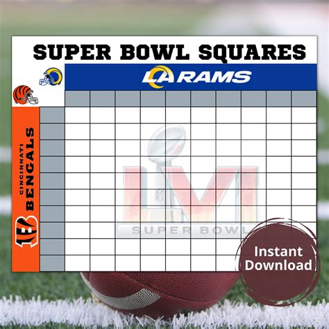 Party Favors And Games Printable Super Bowl Squares Game Numbered Super