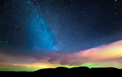 The spread of led lighting in north america over the past decade or so has worsened light pollution and skyglow in many previously dark locations. northern lights sky star night horizon clouds HD wallpaper