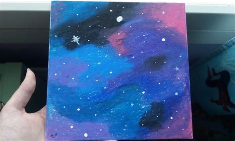 Galaxy Oil Pastel Canvas Painting Etsy