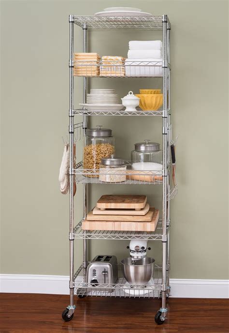 Hss 18dx24wx75h 6 Tier Steel Wire Shelving Tower With Casters And