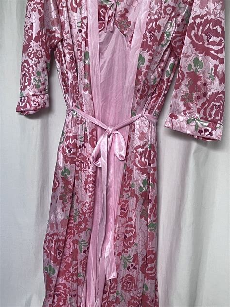 Cozee Corner Pink Floral Printed Nightgown Robe Set 3 Xl Silky Soft 2 Pc Belt Pj Ebay