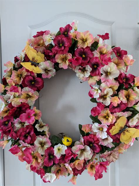 Spring Wreath, Mother's day Wreath, pansies Wreath, summer wreath, Easter wreath, wreath for ...
