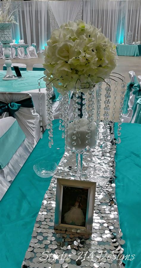 Bling Centerpiece For Tiffany Blue And Silver Reception Bling
