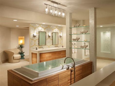 Contemporary Spa Like Bathroom With Glass Shelving 48916 House
