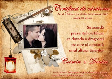 Grasa Si Photoshopu` Certificat Casatorie Model 074