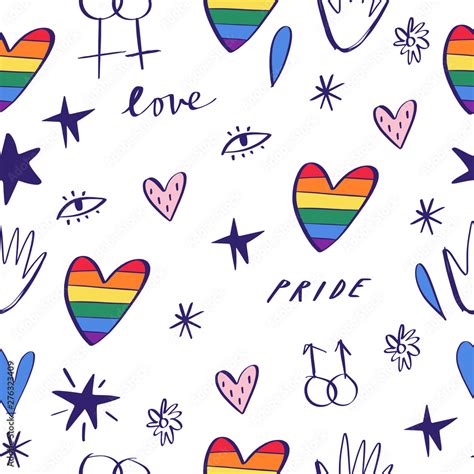 Abstract Hand Drawn Doodles Seamless Pattern Pride Love And Peace