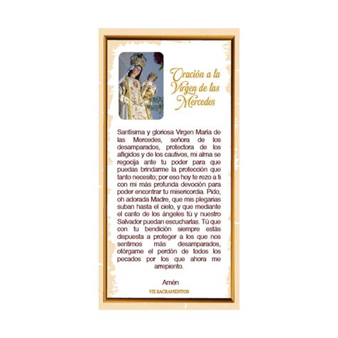 Estampa OraciÓn A La Virgen De Las Mercedes X 10 Unid 17001 Vii