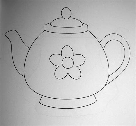 A Drawing Of A Teapot With A Flower On The Top And Bottom Part Of It