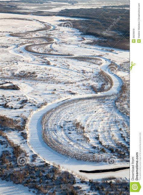 Forest Of Plain And Small River In Winter Stock Photo Image Of Hight