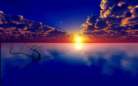 Beautiful Horizon Quiet Cloud Vivid Horizon Bonito Sunset Sky