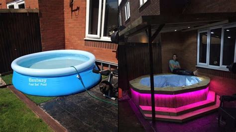 A personal diy hot tub is every crafter's dream. LAD Makes Simple Homemade Hot Tub Out Of Paddling Pool And Trampoline Frame - LADbible