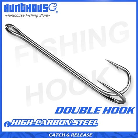 Hunthouse Sharp Double Hook Long Fishing Stainless Hooks With Soft