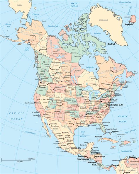 Mapa Político De América Del Norte Tamaño Completo Ex