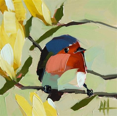 Robin No 114 Original Bird Oil Painting By Angela Moulton 6 X Etsy