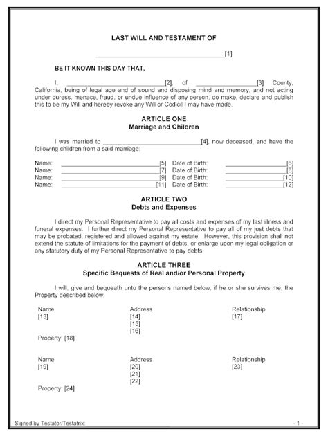 Last Will And Testament California Fill Out And Sign Online Dochub