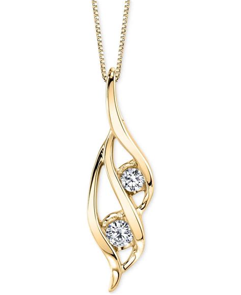 Sirena Two Stone Diamond Pendant Necklace 13 Ct Tw In 14k Gold Or