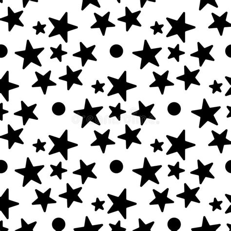 Black Stars Seamless Pattern Vector Illustration On White Backround