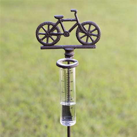 Decorative Rustic Bicycle Rain Gauge Garden Stake