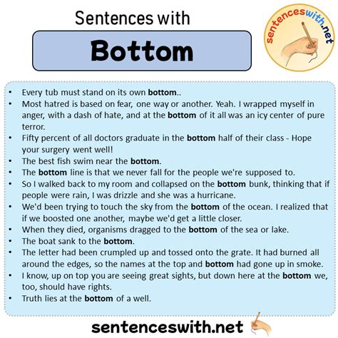 Sentences With Bottom Sentences About Bottom In English