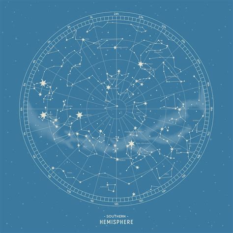 Premium Vector Southern Hemisphere Star Map Of Constellations