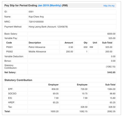 Salary Slip Malaysia Excel Payslip Template For Payroll Malaysia