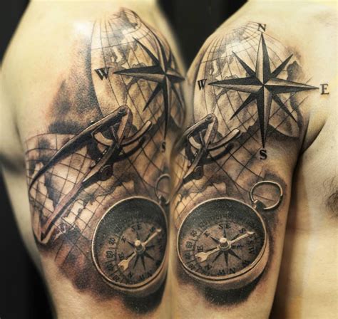 28 Compass Tattoos With The Maritime Meanings Tattooswin Compass