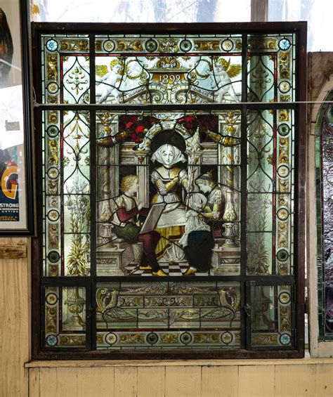 Antique Reverse Painted Stained Glass Window At 1stdibs Antique