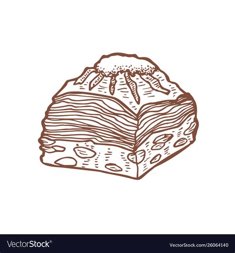 Isolated Baklava In Hand Drawn Style Royalty Free Vector
