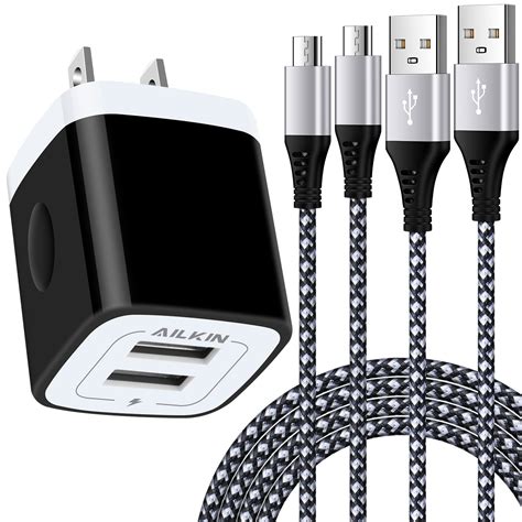 Micro Cable Cablemicro Usb Cable 6ft With 21a Usb Wall Chargerailkin