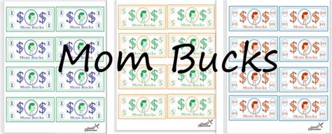 Printable Mom Bucks Printable Money Play Money For Rewards Etsy